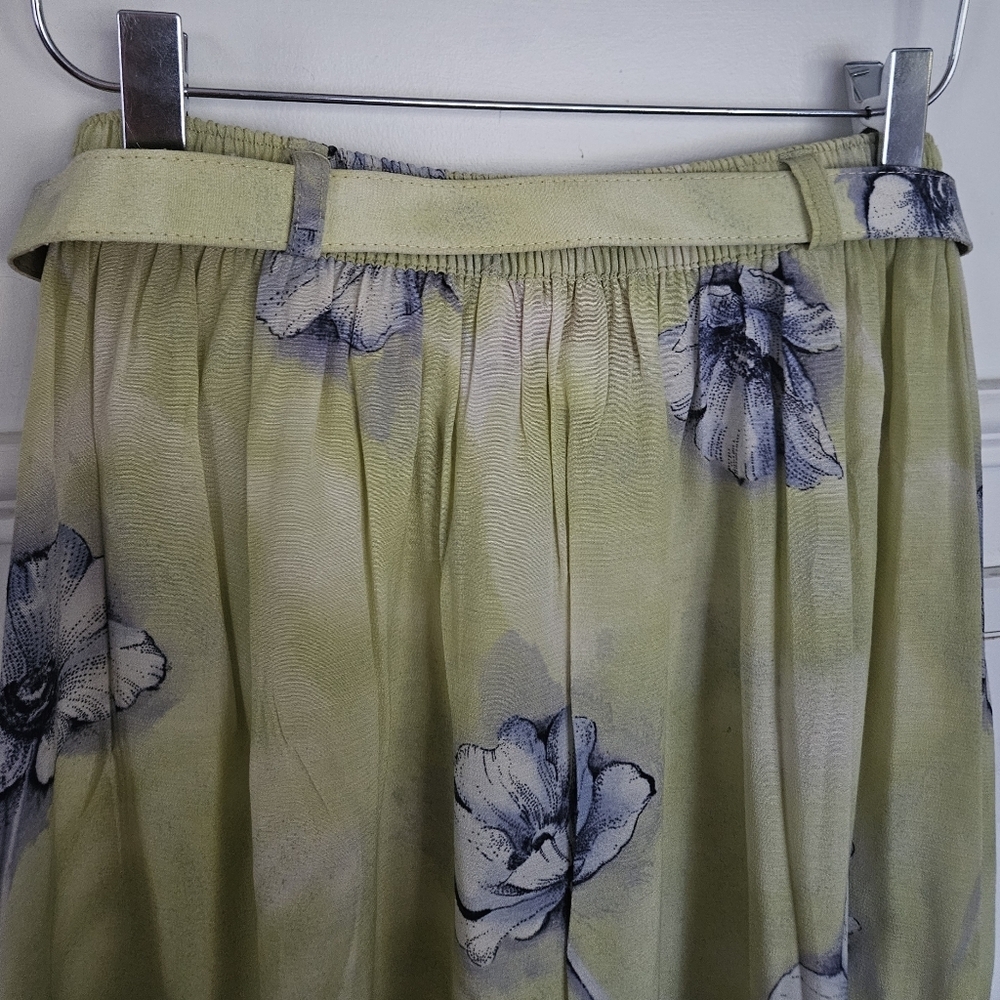 *As-is* Vintage Braemar green floral belted skirt - Picture 6 of 7